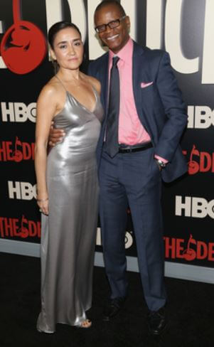 Michelle Paress with her husband Lawrence Gilliard Jr. in HBO’S ‘The Deuce’ premiere at New York.